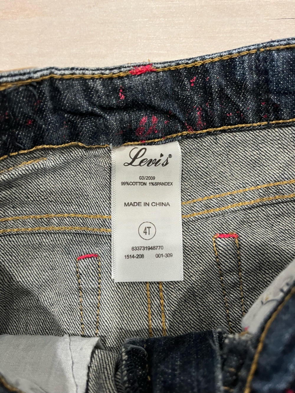 Levi's Girls Dark Blue Denim Bootcut Jeans with Pink Sequin Accents Size 4T - Picture 6 of 12